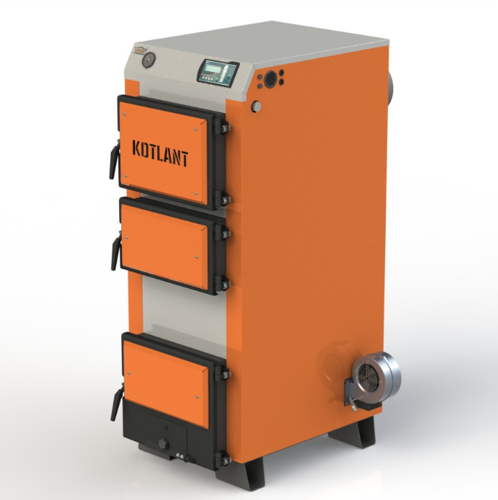 Твердопаливний котел тривалого горіння Kotlant КГ 30 кВт з електронною автоматикою та вентилятором