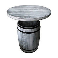 Стол из бочки, h-110, диаметр столешницы 100 см, белый с черными потертостями