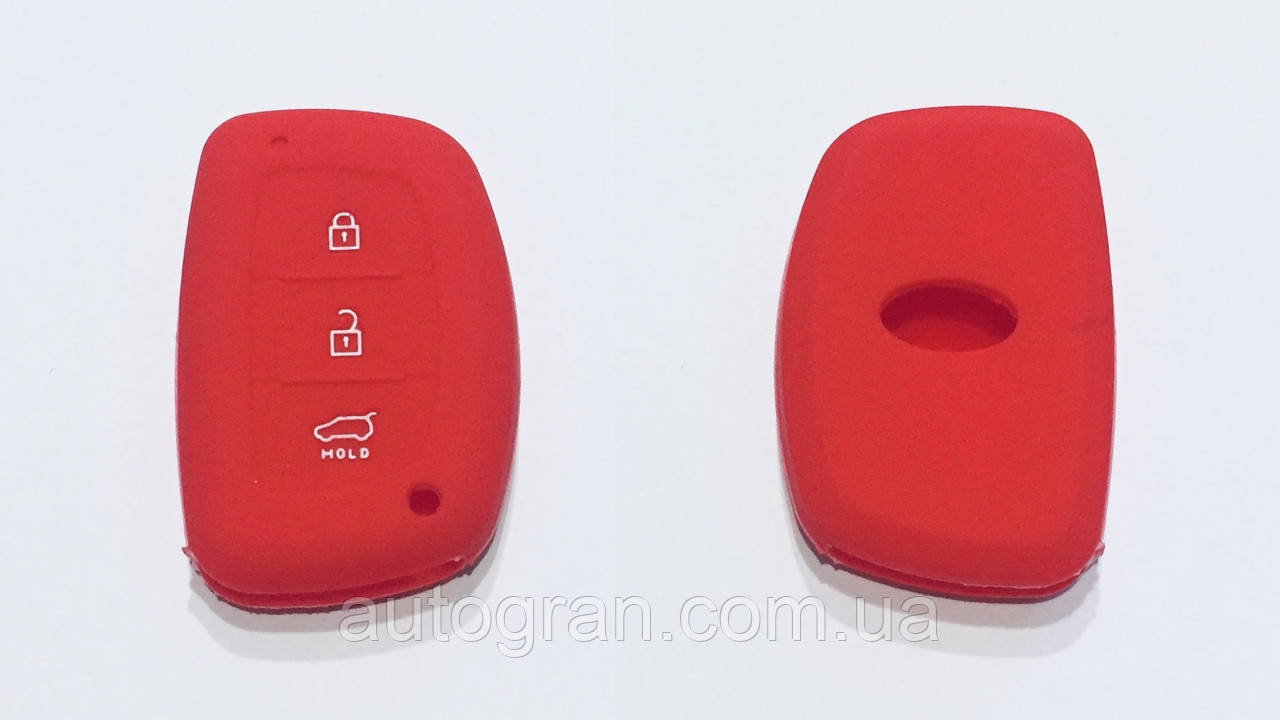 Силіконовий чохол на смарт-ключ Hyundai 3 кнопки червоний