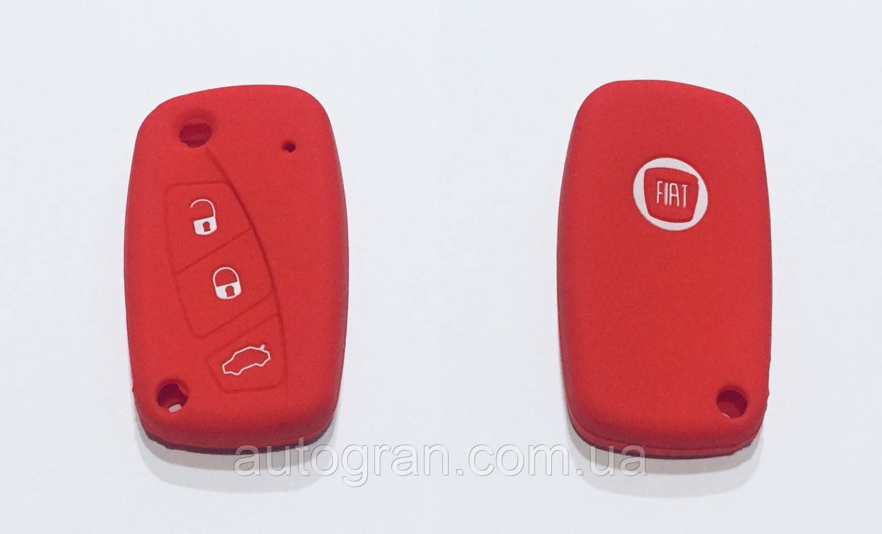 Силиконовый чехол на ключ 3 кнопки Fiat Ducato красный - фото 1 - id-p1237258563