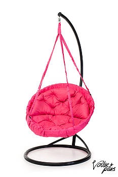 Підвісне Крісло гойдалка-гамак з підставкою Kospa Рожевий (120 кг)кругла подушка