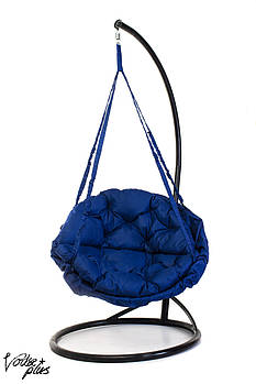 Підвісне Крісло гойдалка-гамак з підставкою Kospa Синій (120 кг)кругла подушка