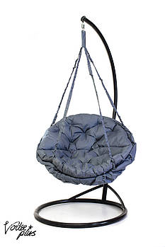 Підвісне Крісло гойдалка-гамак із підставкою Kospa Сірий (120 кг) кругла подушка