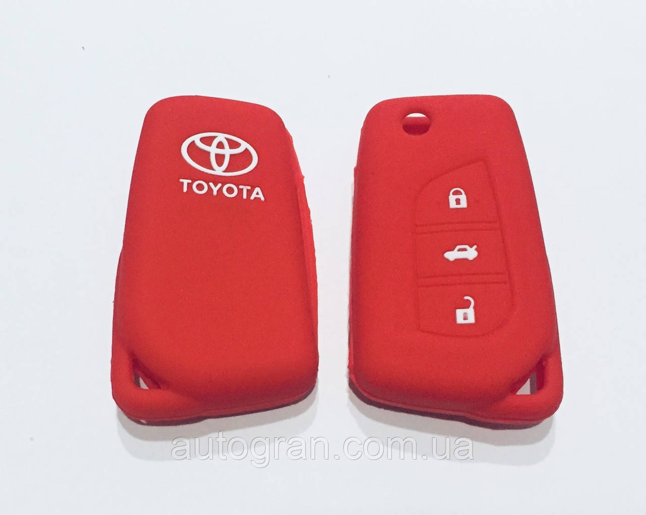 Силіконовий чохол на викидний ключ Toyota 3 кнопки червоний