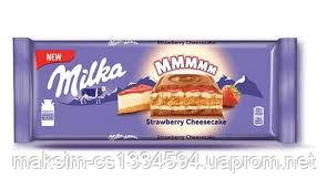 Шоколад молочний MILKA MAX Strawberry Cheesecake полуниця, 300 г