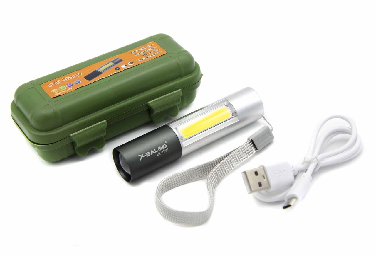 Ліхтар ручний Police BL-1501/ ЗУ microUSB/ Zoom/XPE+COB/
