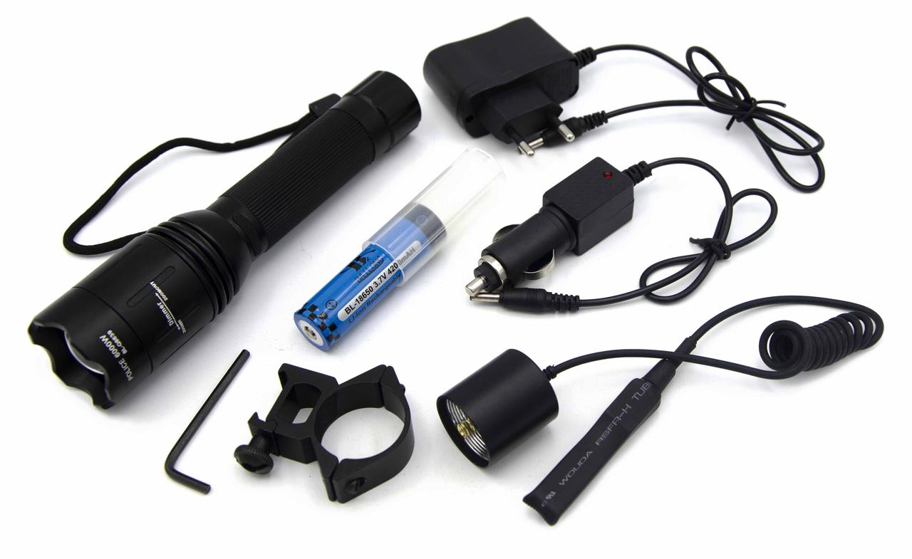 Ліхтар Police Bailong BL-Q8639 / 18650/ЗУ мережа + авто/ Zoom/XPE/Кріплення під рушницю