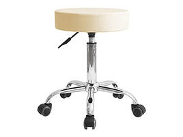 Стілець без спинки для майстра косметолога, манікюру та для майстрів салону краси Бежевий мод 105 { H 41-56см }