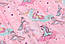 Бязь "Єдинороги на гойдалках із хмар" м'ятні на рожевому, колекція Exclusive glliter, №1882а, фото 5