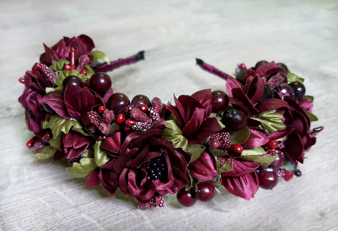 Обруч для волосся Королівський бордовий, фото 1