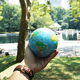 Самообертовий гіро-глобус "Фізична карта світу" 11,4 см на підставці, фото 3