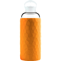 Скляна спортивна пляшка з чохлом, 1 л, Помаранчева
