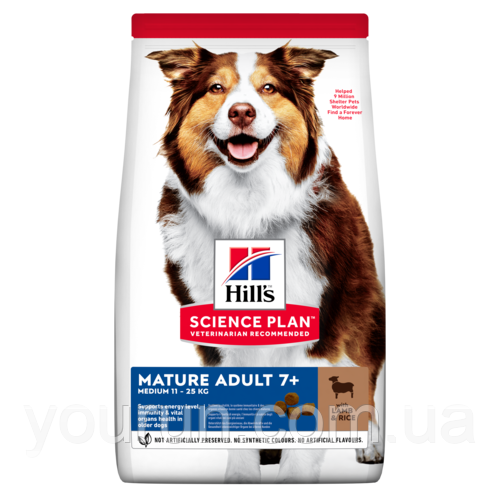 Hills SP Mature Adult 7+ Active Longevity - корм для собак середніх порід з ягнятком та рисом старше 7 років, 14 кг, фото 1