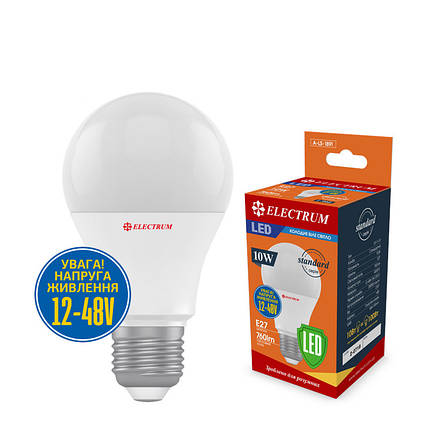 Низьковольтна Світлодіодна Лампа Electrum 12-48 В 10W Е27 4000K (A-LS-1891), фото 2