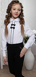 Блузка шкільна з довгим рукавом для дівчинки, з оздобленням, DaNa-Kids