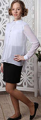 Блузка шкільна з довгим рукавом для дівчинки, комір-стійка, DaNa-Kids