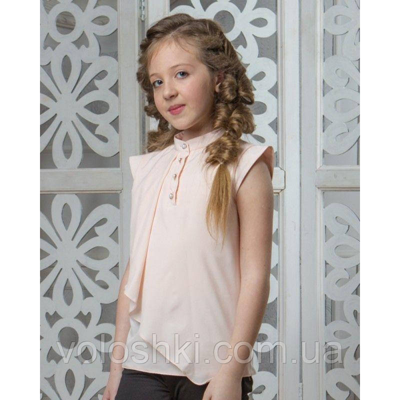 Блузка шкільна без рукавів для дівчинки, комір-стійка, на ґудзиках, DaNa-Kids, фото 1