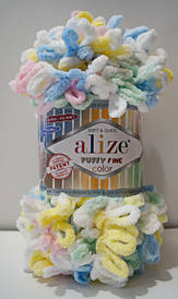 Плюшева (велюрова) пряжа маленькими петлями PUFFY FINE COLOR