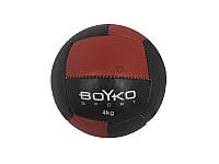 М'яч BS - медицинбол, шкіряний, червоно/чорний, 4 кг
