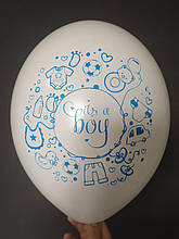 Латексна кулька з малюнком it's a boy принт синій Belbal білий 12" 30см 002 ТМ "Star"