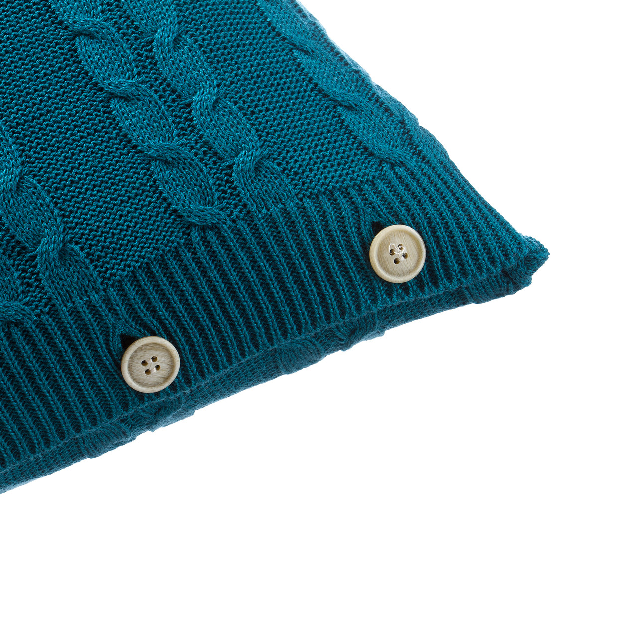Чохол для подушки в'язаний Ohaina коси 40x40 Ocean blue