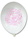 063 Латексна кулька з малюнком it's a girl принт рожевий Belbal білий 12" 30см 002 ТМ "Star", фото 2