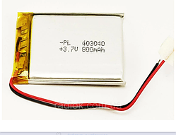 Акумулятор літієво-полімерний 403040, Li-polymer, 3,7V 800mAh (4,0*30*40 мм)