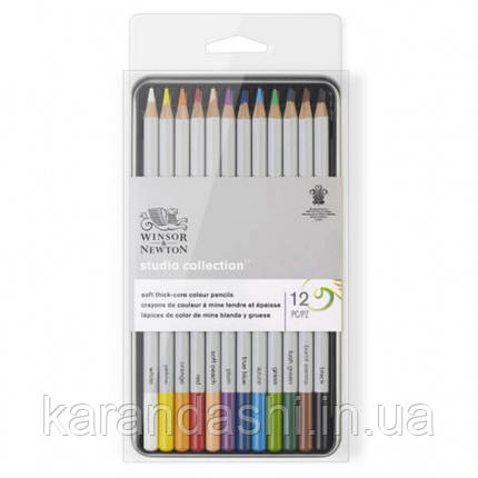 Набір кольорових олівців в металі Coloured pensil tin, 12 шт Winsor & Newton 490012, фото 2