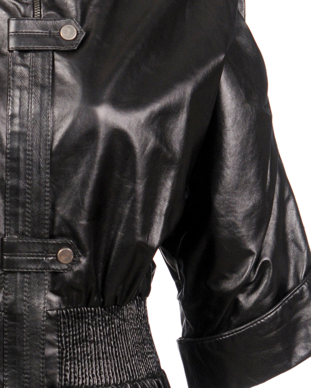 Кожаный тренч женский VK с коротким рукавом (Арт. PR501) 48 размера - фото 3 - id-p17104266