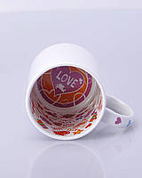 Чашка сублимационная Premium белая с рисунком внутри 330мл (Kiss Love)