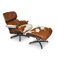 Крісло Eames Lounge Chair з підставкою Світлий горіх/ шкіра корова