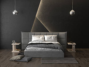 М'яка двоспальне ліжко з широкою спинкою "Рікардо" від Шик-Галичина (різні розміри)