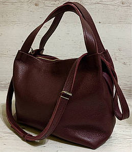 525-XL Натуральна шкіра Сумка жіноча бордова шкіряна марсала жіноча сумка з натуральної шкіри містка