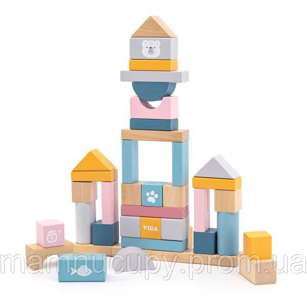 Дерев'яні кубики Viga Toys PolarB Пастельні блоки, 60 шт., 2,5 см (44010)