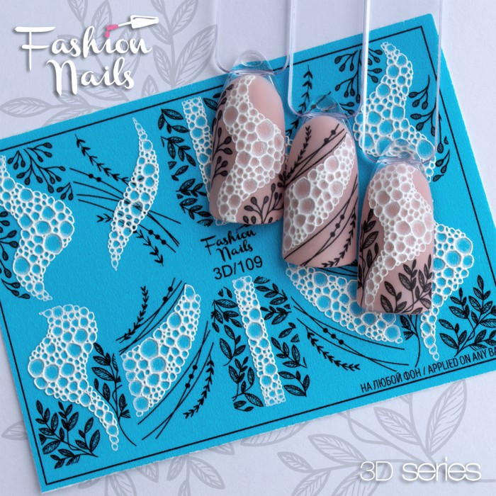 3d Чорно-білі слайдер дизайни Мильні бульбашки, Піна, бульки Fashion Nails 3D/109 - Слайдер дизайн 3D