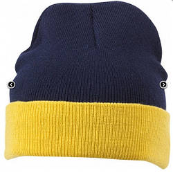 В'язана шапка з відворотом комбінована 7550-4