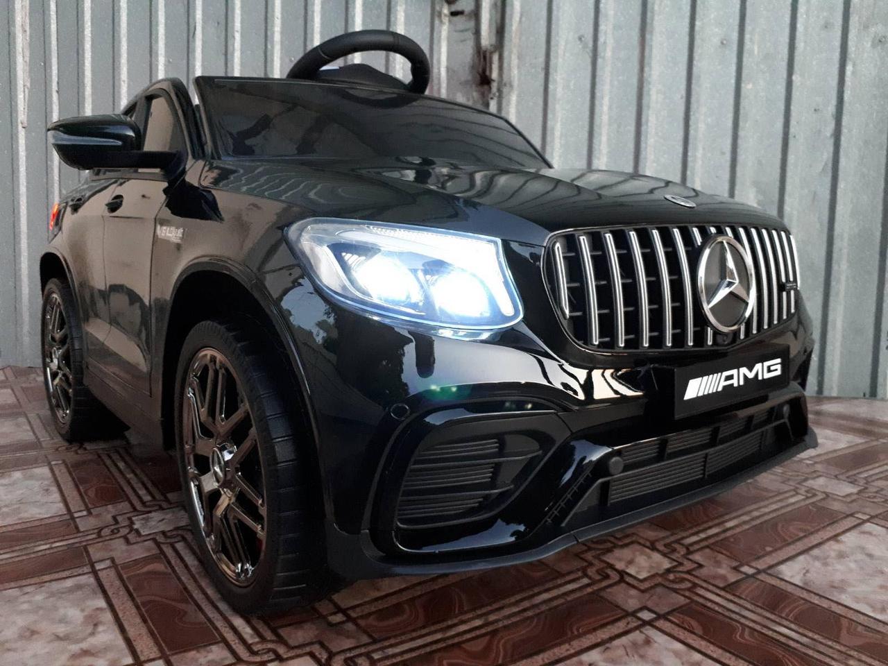 Дитячий електромобіль Джип Mercedes-Benz GLC 63S Coupe, Шкіряне сидіння, чорний