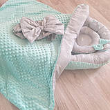 Кокон "М'ята" + ортопедична подушка + конверт-плед на виписку, фото 2