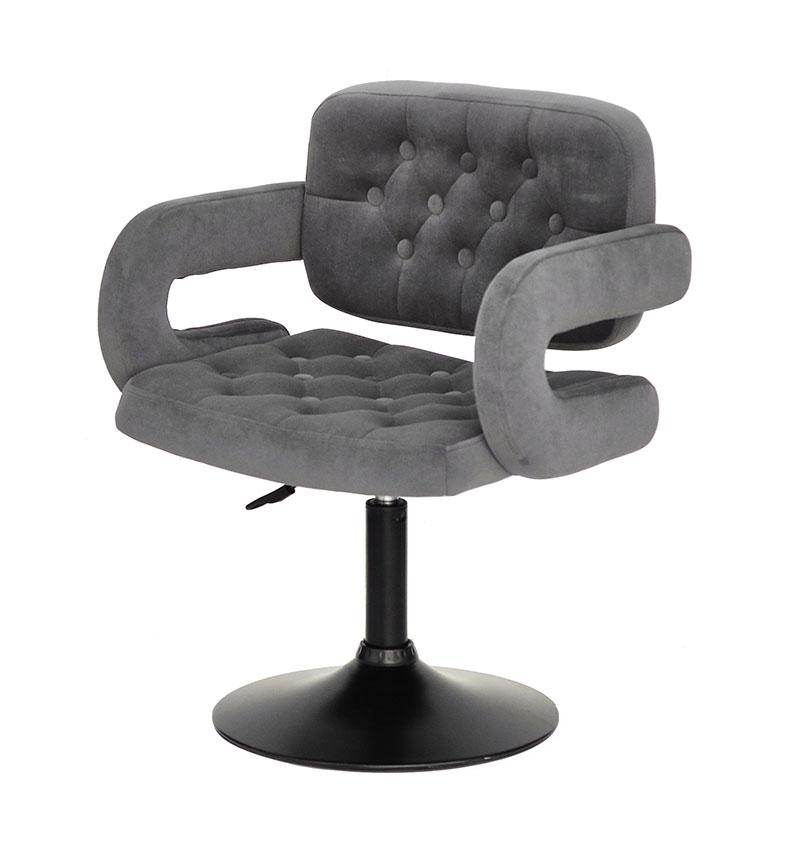 Крісло Gor BK-Base сірий велюр із підлокітниками, на чорній опорі-бліні, поворотне з регулюванням висоти, фото 1