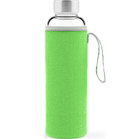 Скляна спортивна пляшка з чохлом, Зелена