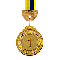 Медаль спортивна зі стрічкою 6 см (метал, 28g, 1-золото, 2-срібло, 3-бронза) 10 шт.