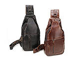 Чоловіча сумка на груди (слінг) Leather Collection (371) brown, фото 6