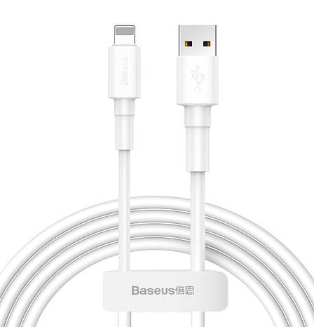 Кабель для зарядки телефона/ смартфона Baseus Mini USB - Lightning 1 м 2.4 А Білий (CALSW-02), фото 1