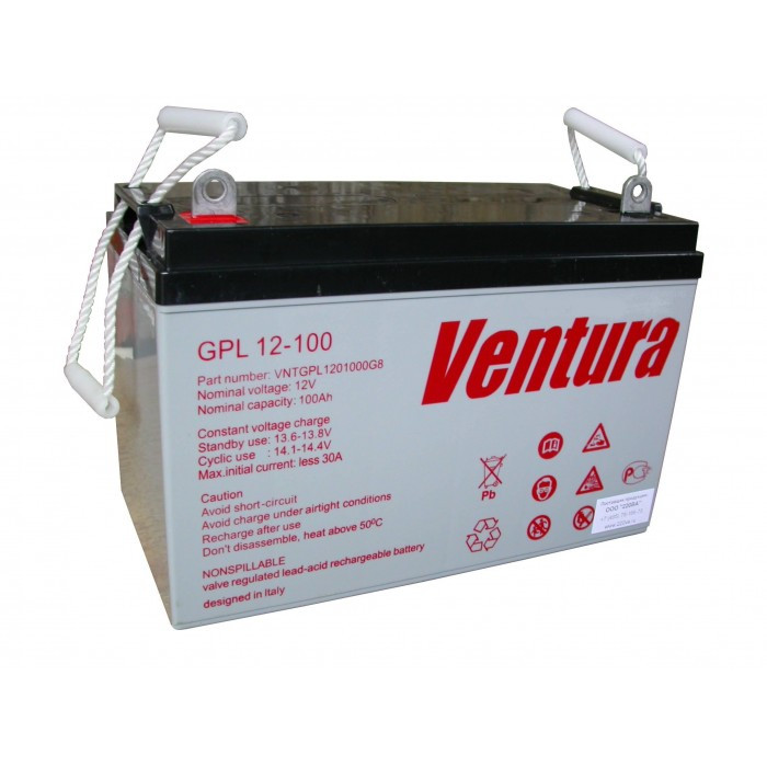 GPL 12-100 Ventura Аккумуляторная батарея, емкость 100Ач, аккумулятор для котла и ИБП - фото 2 - id-p1237726739