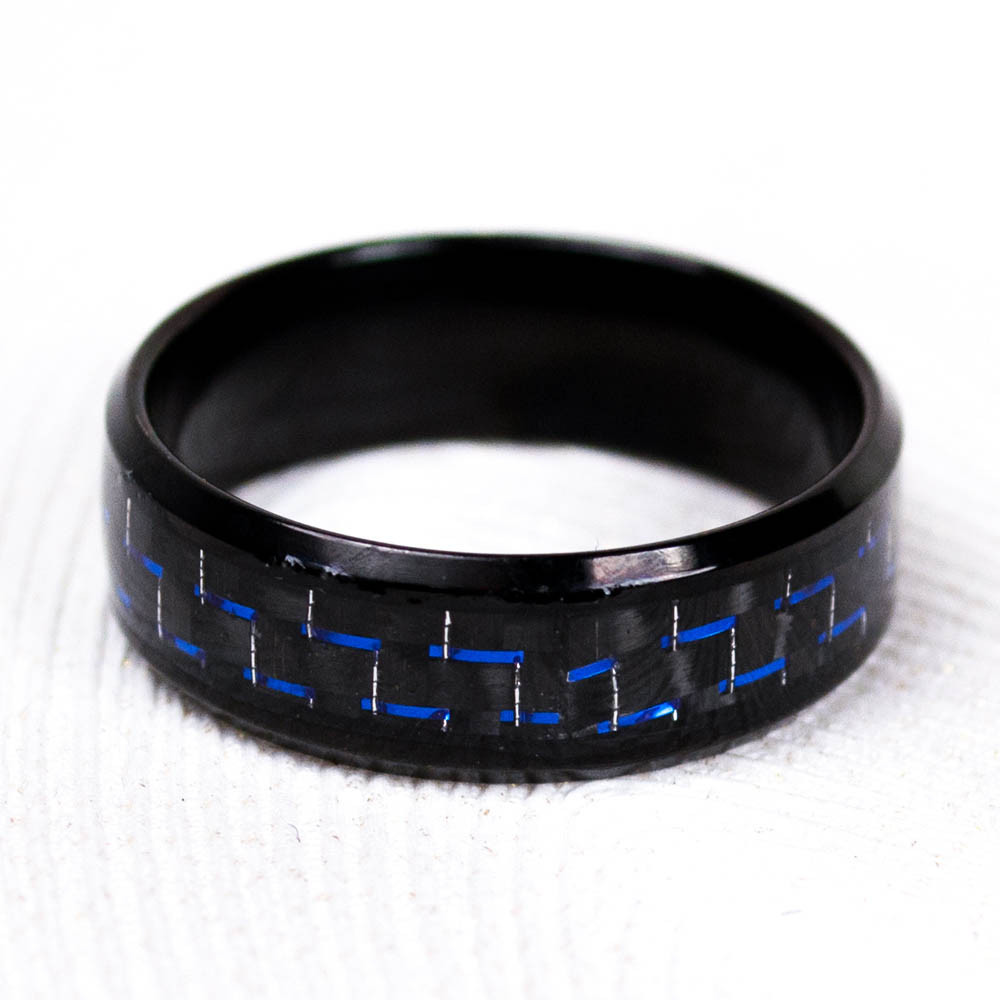 Кільце чорне з синім карбоном RBV-95