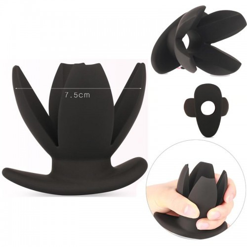 Анальний розширювач 4.5 см тунель чотирилепестковий Black Orchid з отвором