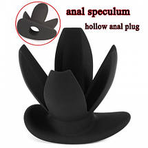 Анальний розширювач 4.5 см тунель чотирилепестковий Black Orchid з отвором, фото 3