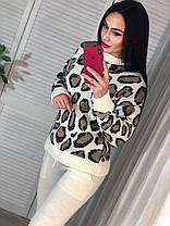 Костюм теплий жіночий в'язаний штани та кофта леопард, фото 2