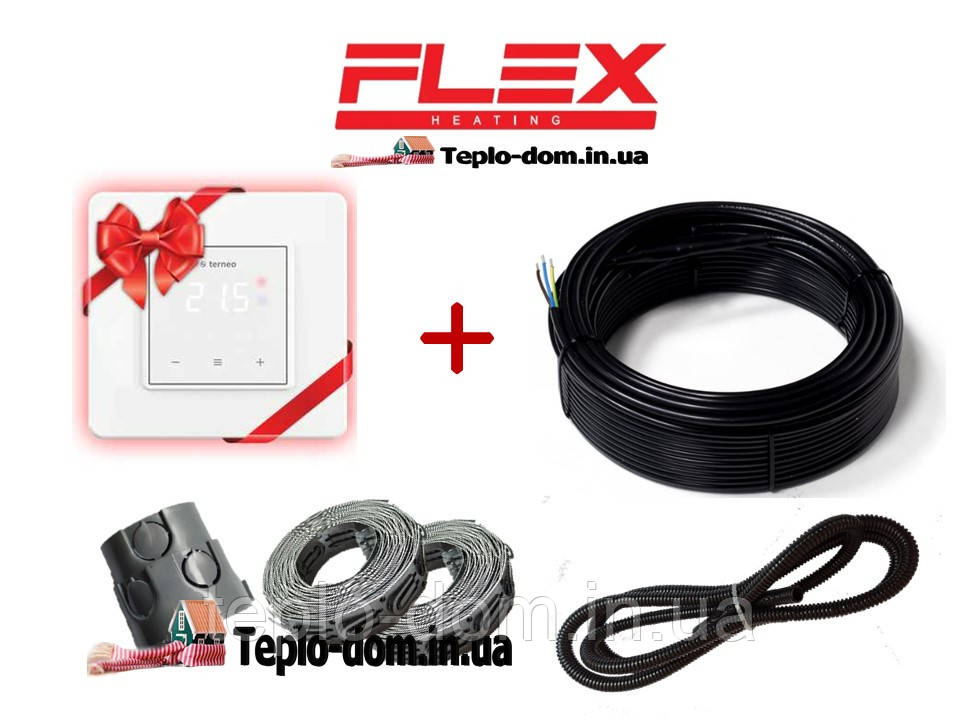 Двужильный нагревательный кабель Flex 2м²- 2,4м²/ 350Вт (20м) c Terneo S - фото 1 - id-p1237758071