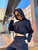 Повсякденний жіночий костюм-двійка з капюшоном у спортивному стилі з двонитки, фото 3